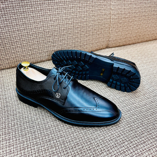 Genuine Cow Leather Oxford Formal Shoes –Black (454)