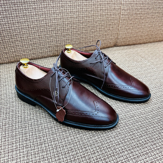 Genuine Cow Leather Oxford Formal Shoes –Chocolate (453)