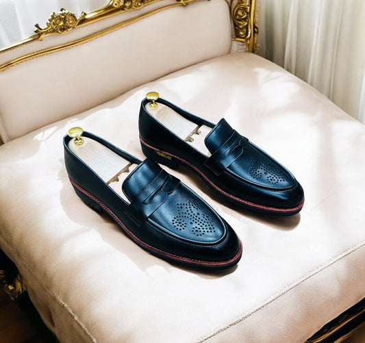 Luxury Handmade Chunky Loafer Genuine Cow Leather (453)