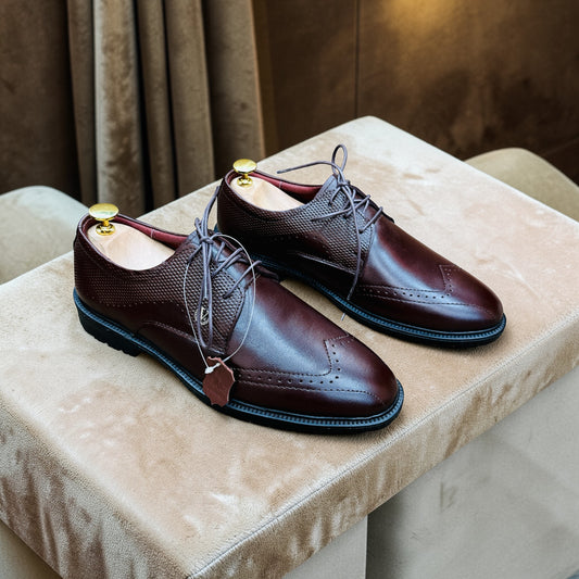 Genuine Cow Leather Oxford Formal Shoes –Chocolate (453)