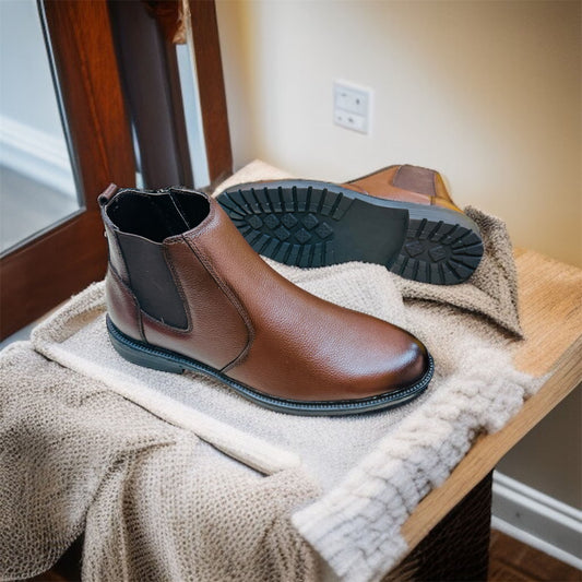 Original Cow Leather Chelsea Boot – Soft, Comfort, Gorgeous looks Chocolate Color (421)