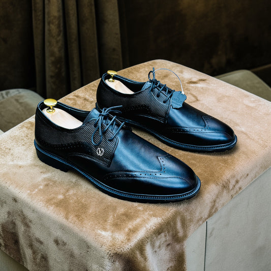 Genuine Cow Leather Oxford Formal Shoes –Black (454)