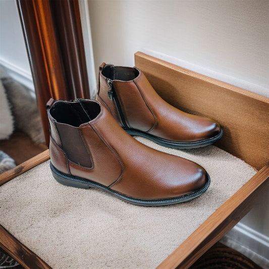 Original Cow Leather Chelsea Boot – Soft, Comfort, Gorgeous looks Chocolate Color (421)