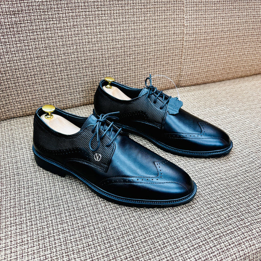 Genuine Cow Leather Oxford Formal Shoes –Black (454)