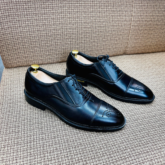 Genuine Cow Leather Oxford Formal Shoes –Black (457)