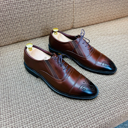 Genuine Cow Leather Oxford Formal Shoes –Chocolate (456)