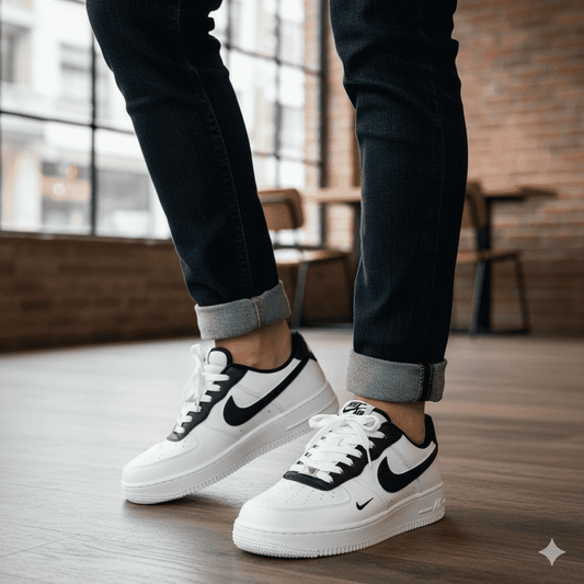 AIR Force 1 Premium Inspired Sneakers (Imported Quality) WHITE BLACK (S-326)